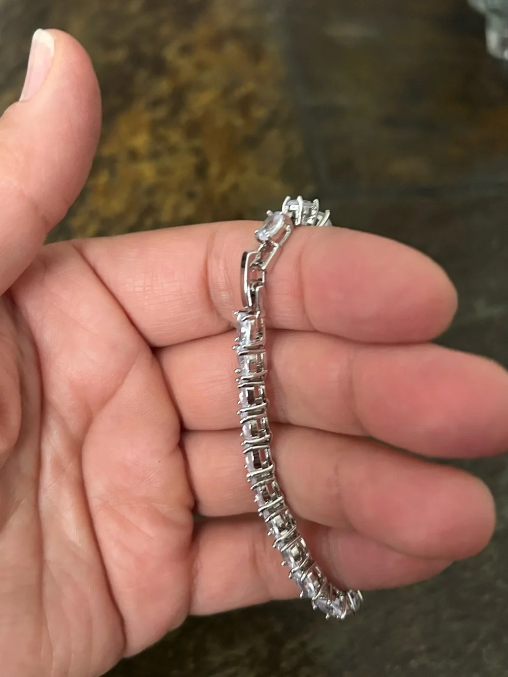 Classic Crystal Silver Tone Tennis Bracelet sz 6.5